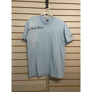 Hard Rock Hotel Las Vegas Light Blue Graphic T Shirt Mens Large